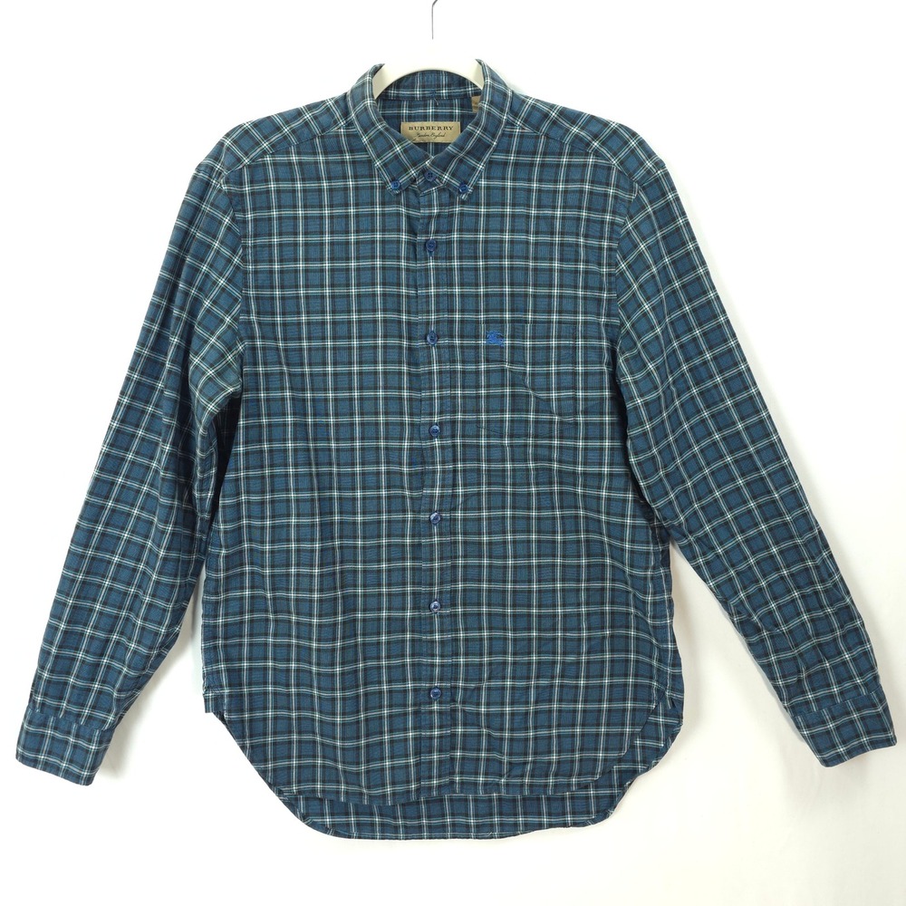 Burberry London Plaid Shirt Men M Blue Nova Check Button Down  Luxury Preppy